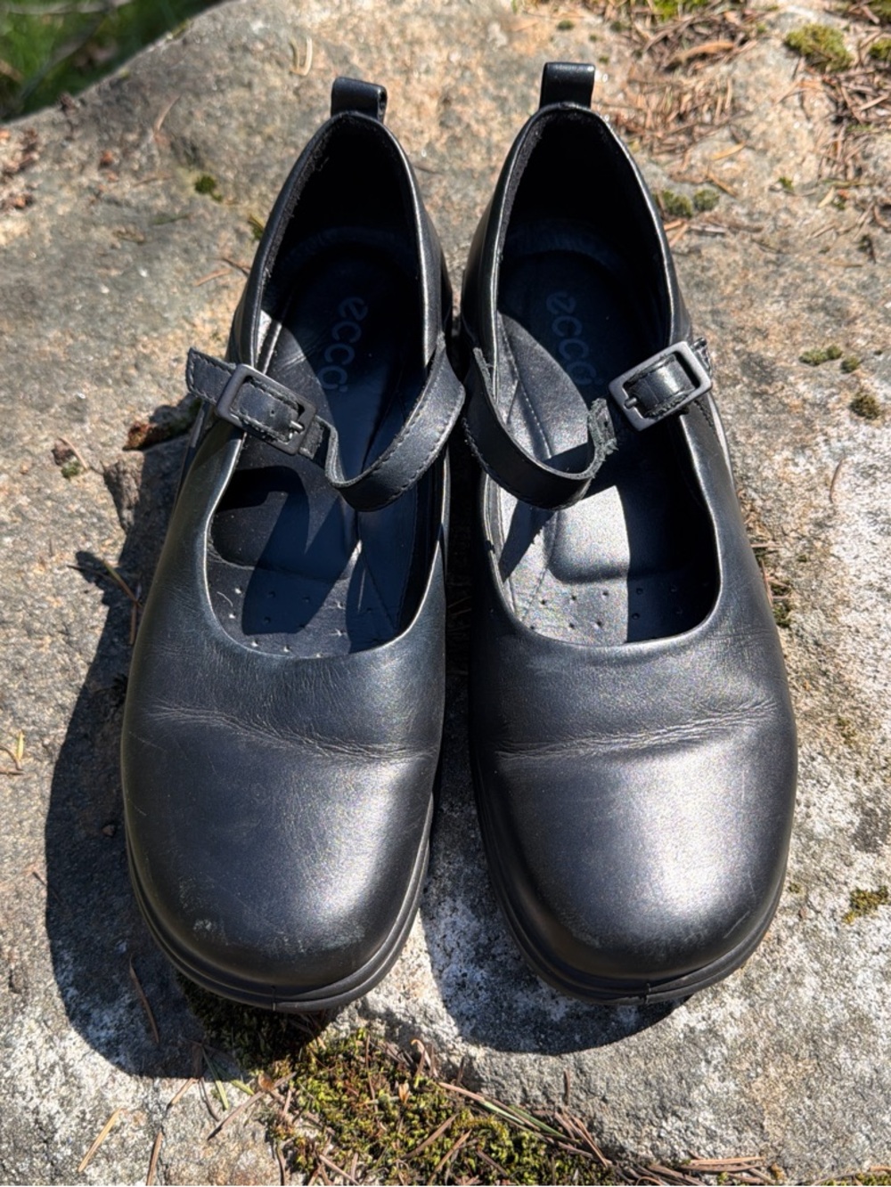 Vintage Ecco Black Mary Janes Size 38
